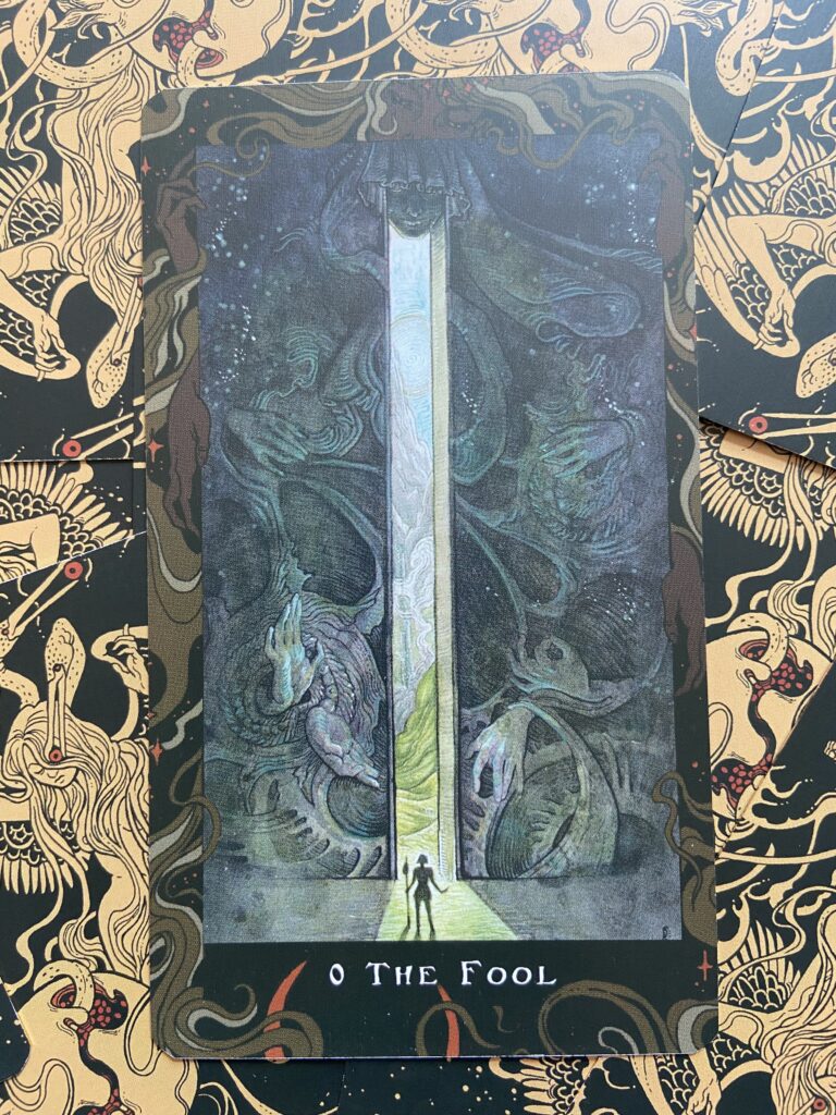 The Fool card from the Blood Moon Tarot